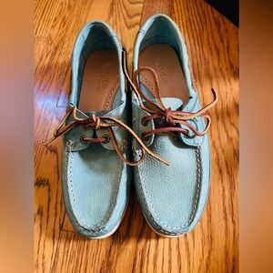 POLO RALPH LAUREN Blue Leather Lace Up Boat Shoe Loafers. Mens 9.5